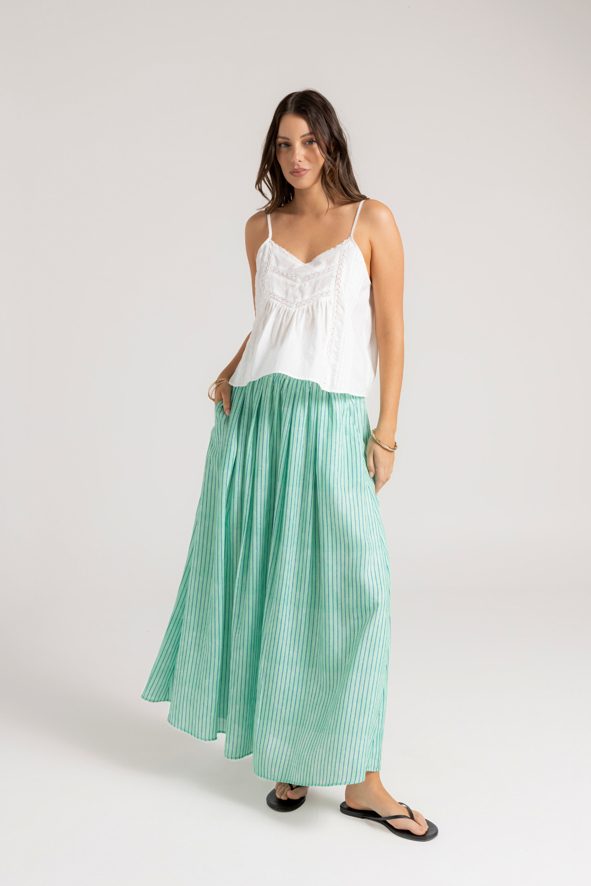 NOVA SKIRT - GREEN STRIPE