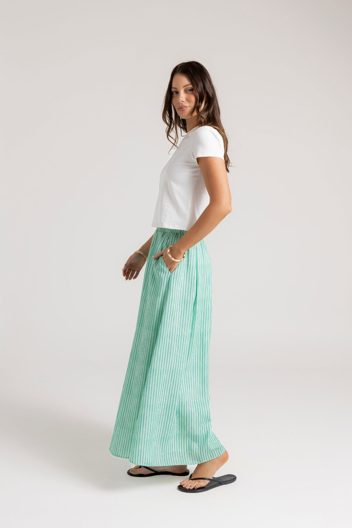 NOVA SKIRT - GREEN STRIPE