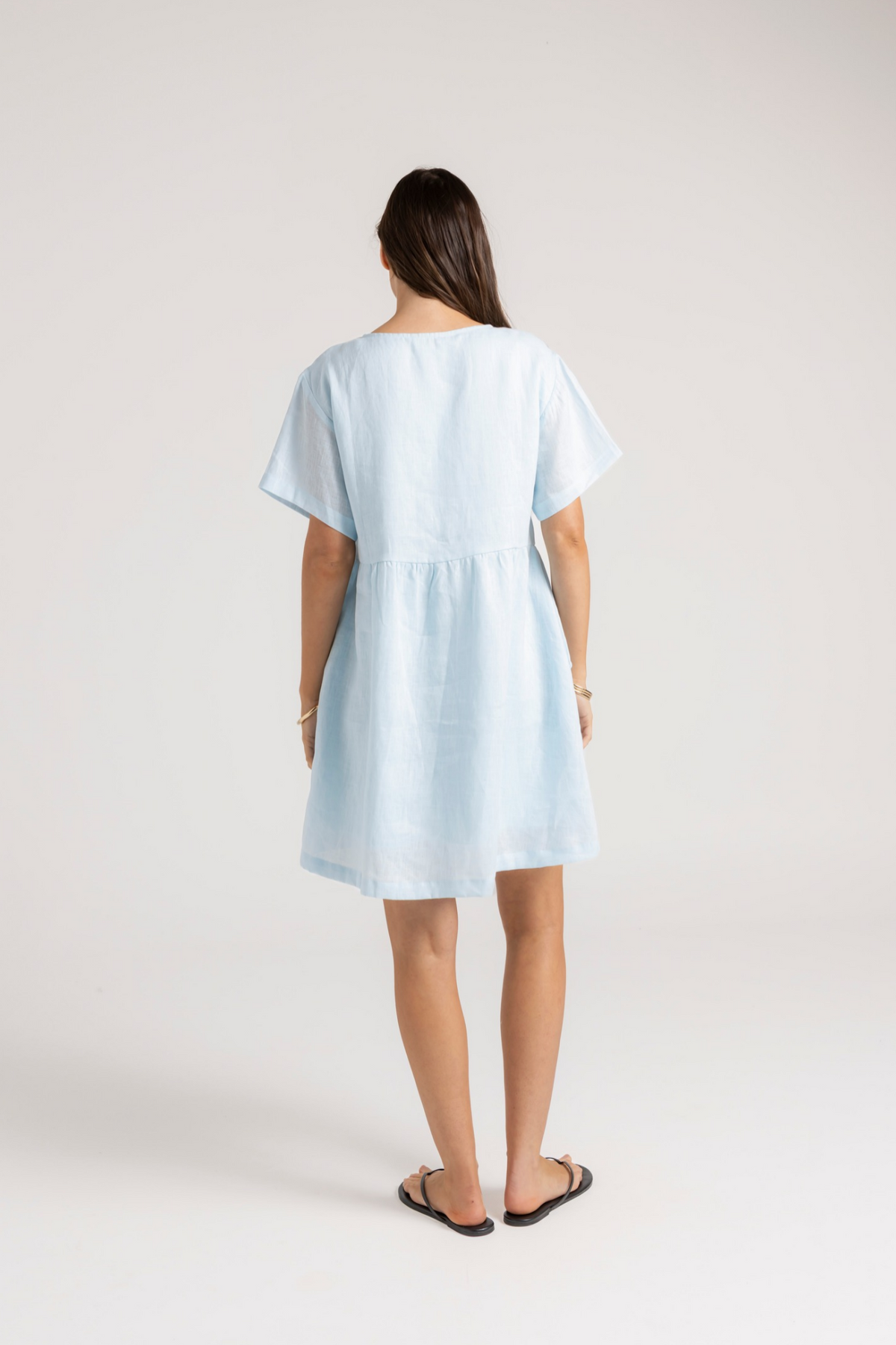 HARLEY LINEN DRESS - BABY BLUE