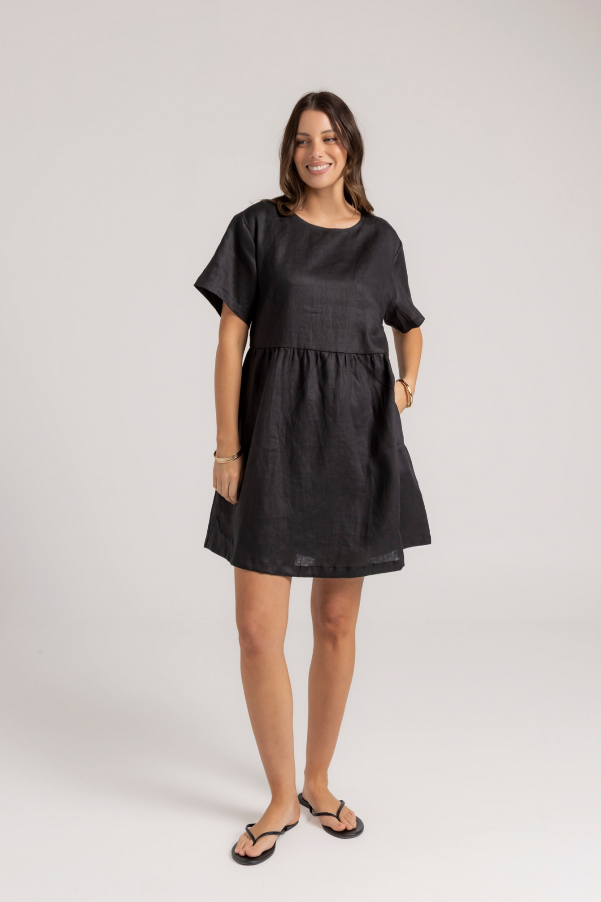 HARLEY LINEN DRESS - BLACK