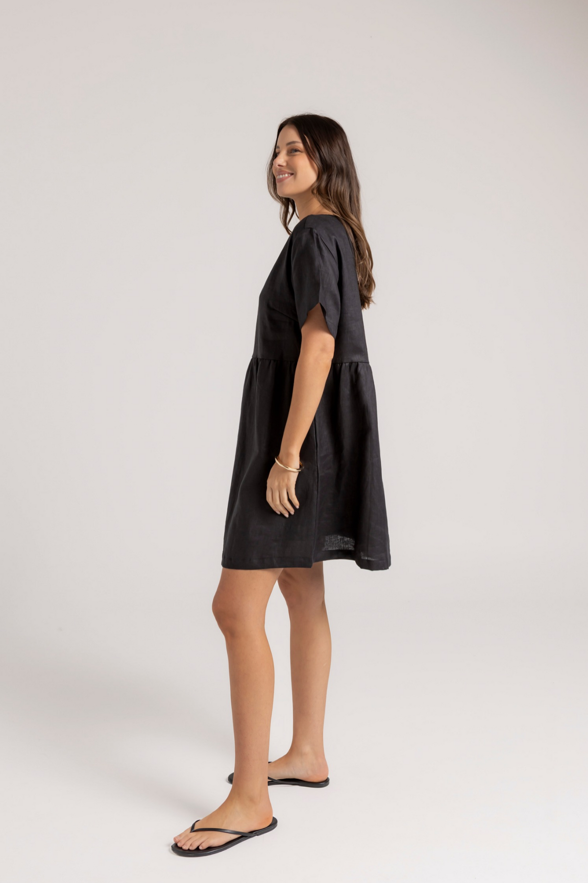 HARLEY LINEN DRESS - BLACK