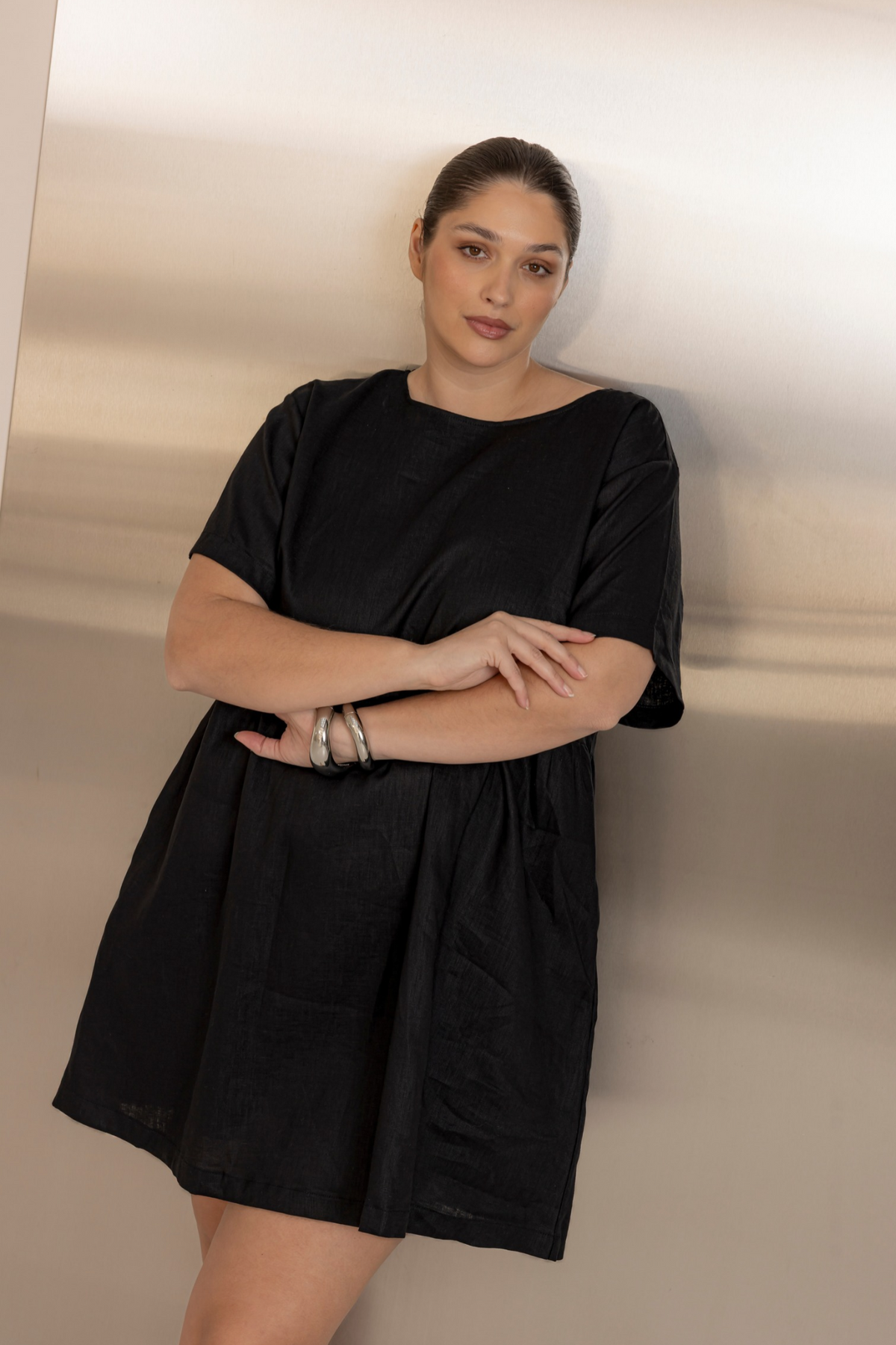 HARLEY LINEN DRESS - BLACK
