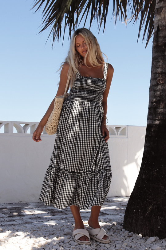JORDAN MIDI DRESS - BLACK GINGHAM