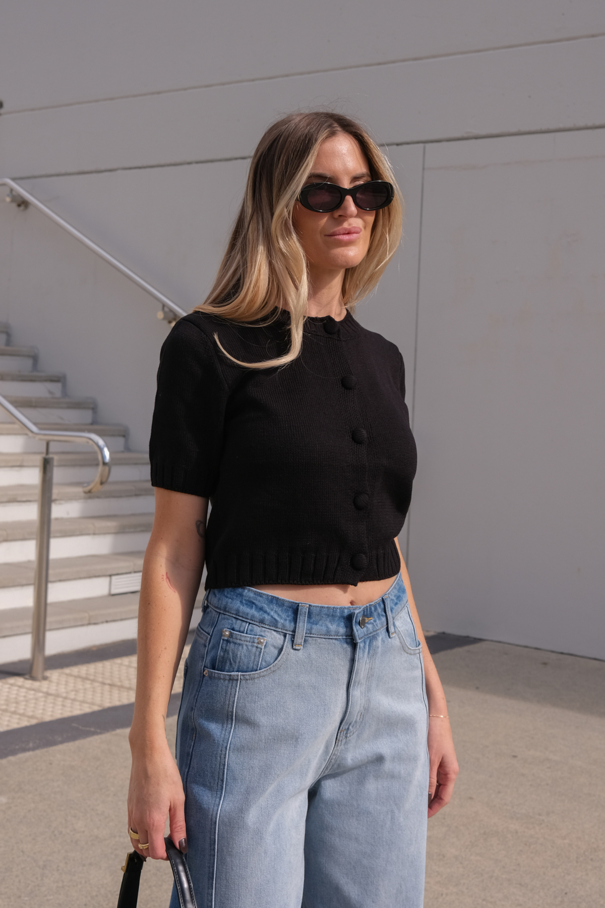 ELLY KNIT TOP - BLACK