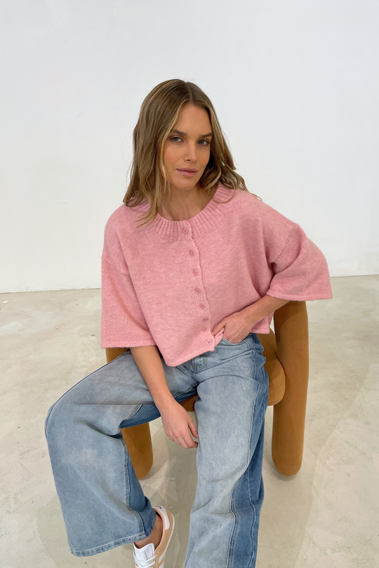 MYRA KNIT CARDIGAN - PINK