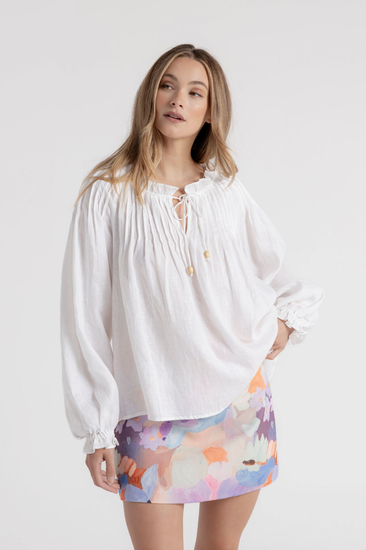 CHARLOTTE LINEN BLOUSE - WHITE