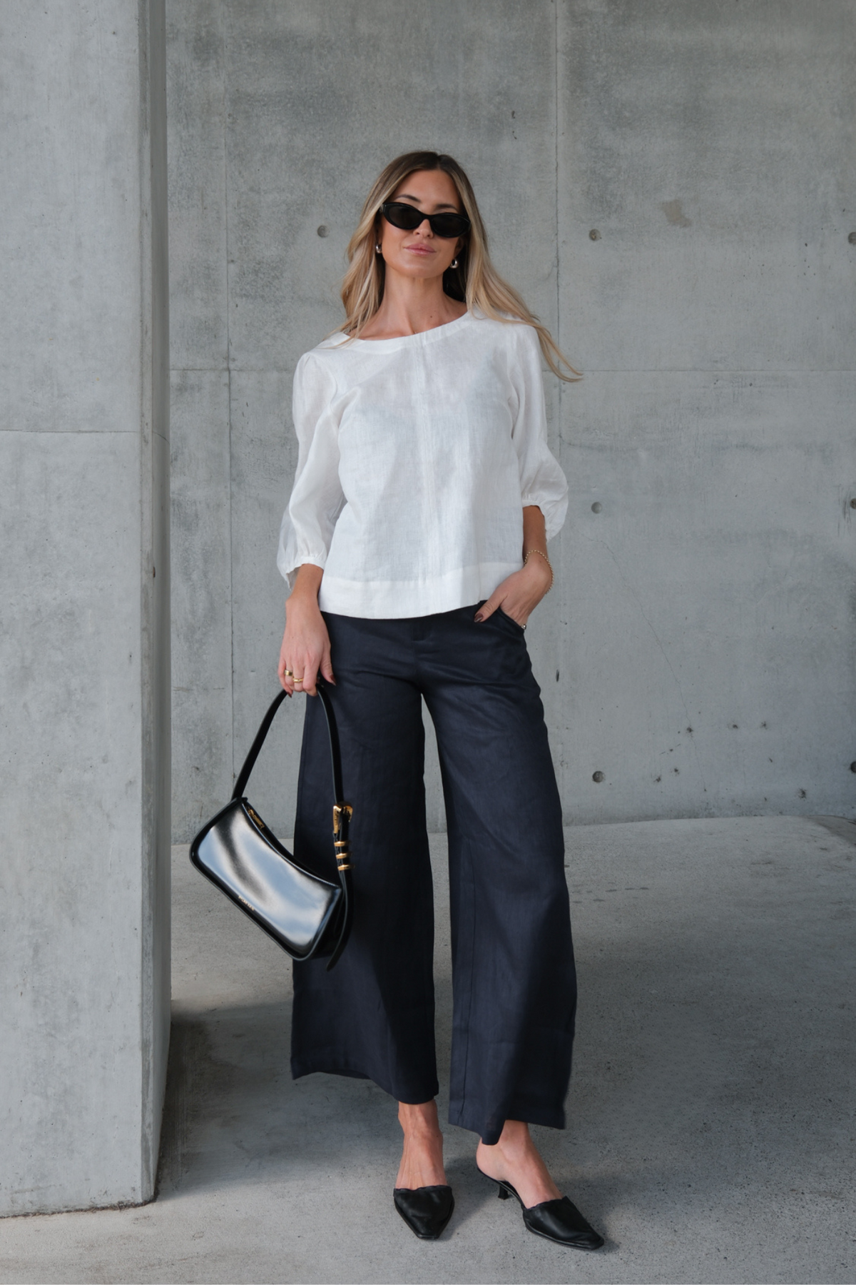 AERE LINEN PANT - Navy