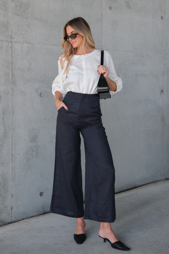 AERE LINEN PANT - Navy