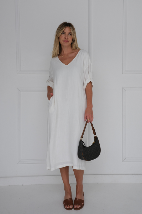 KRISTIN MIDI DRESS - IVORY