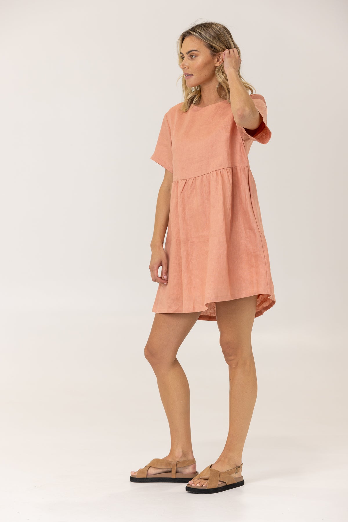 HARLEY LINEN TEE DRESS - TERRACOTTA