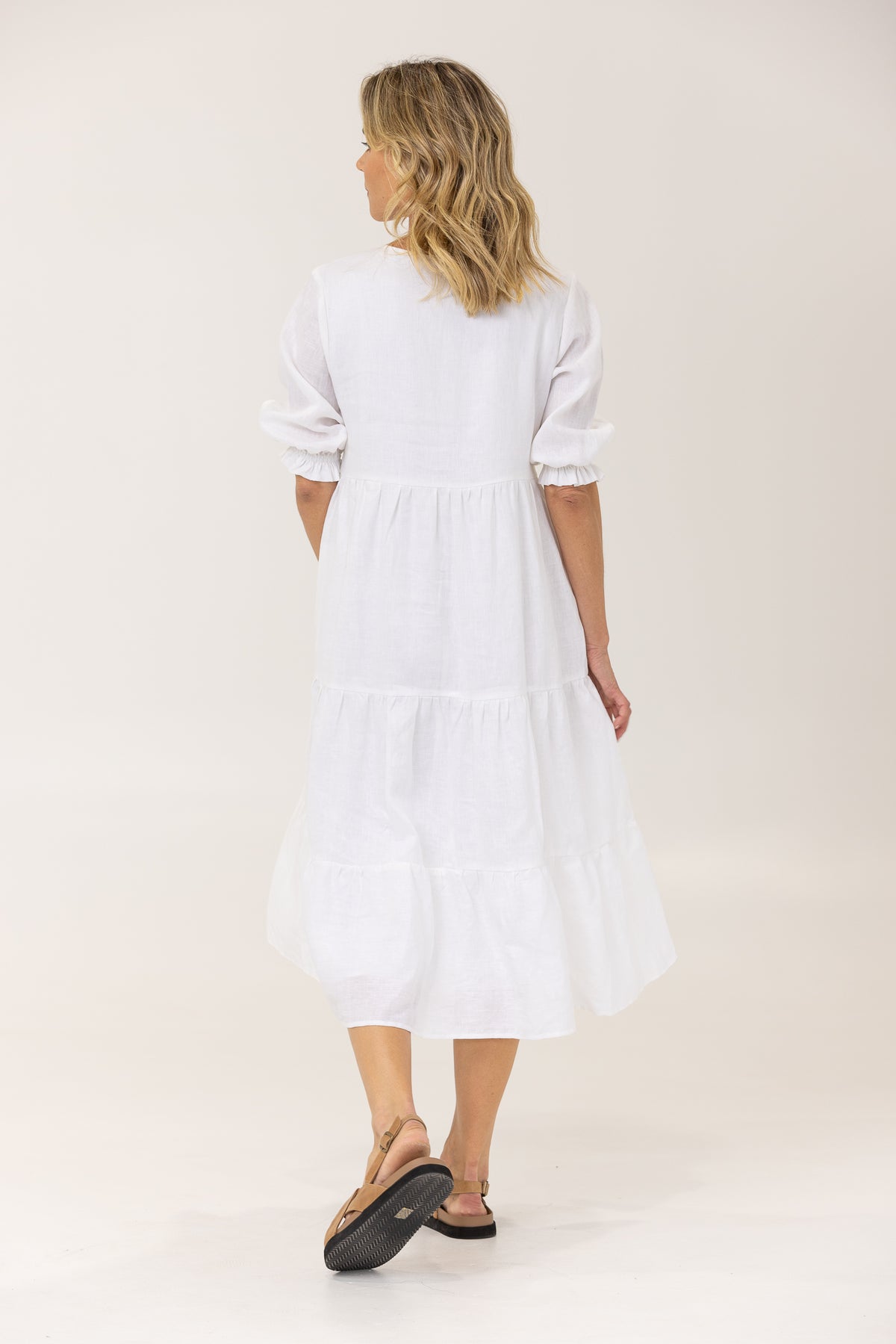 ALLEGRA LINEN DRESS - WHITE