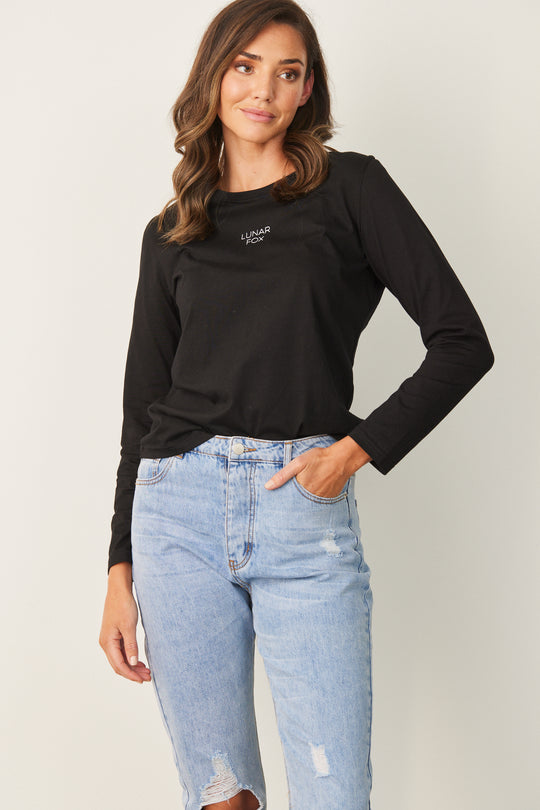 LUNAR LOGO LONG SLEEVE TOP - BLACK