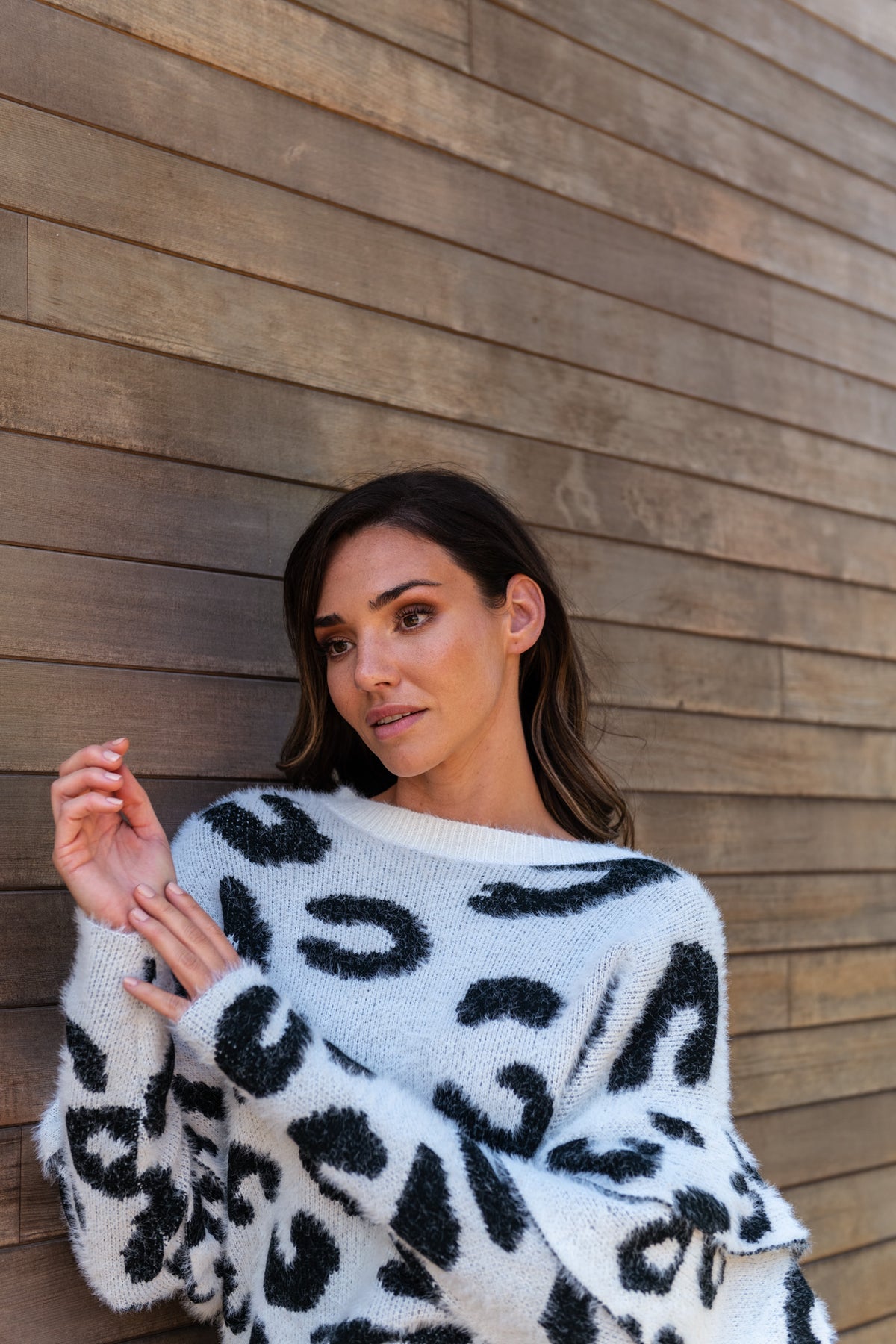 EMMY FRILL JUMPER - SNOW LEOPARD