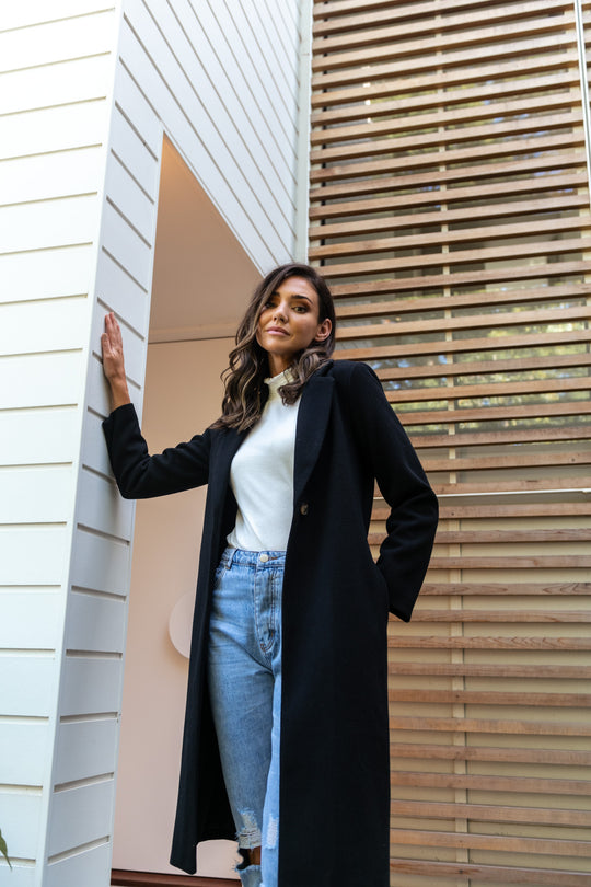 NOVA LONGLINE COAT- BLACK