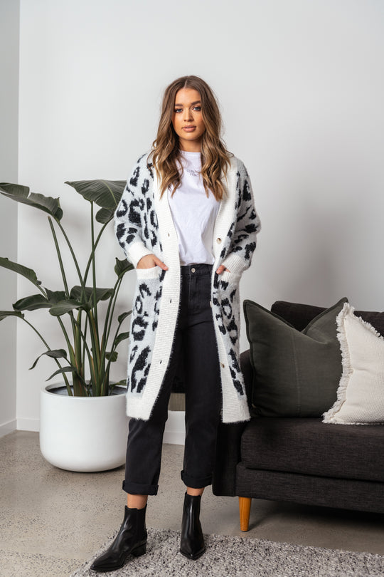 ELSA CARDIGAN - SNOW LEOPARD