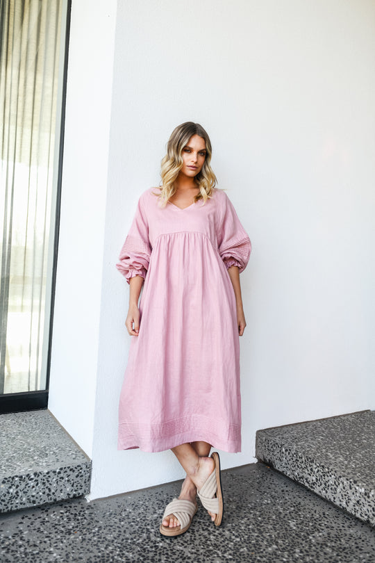 FLORENCE MIDI DRESS - Dusty Pink