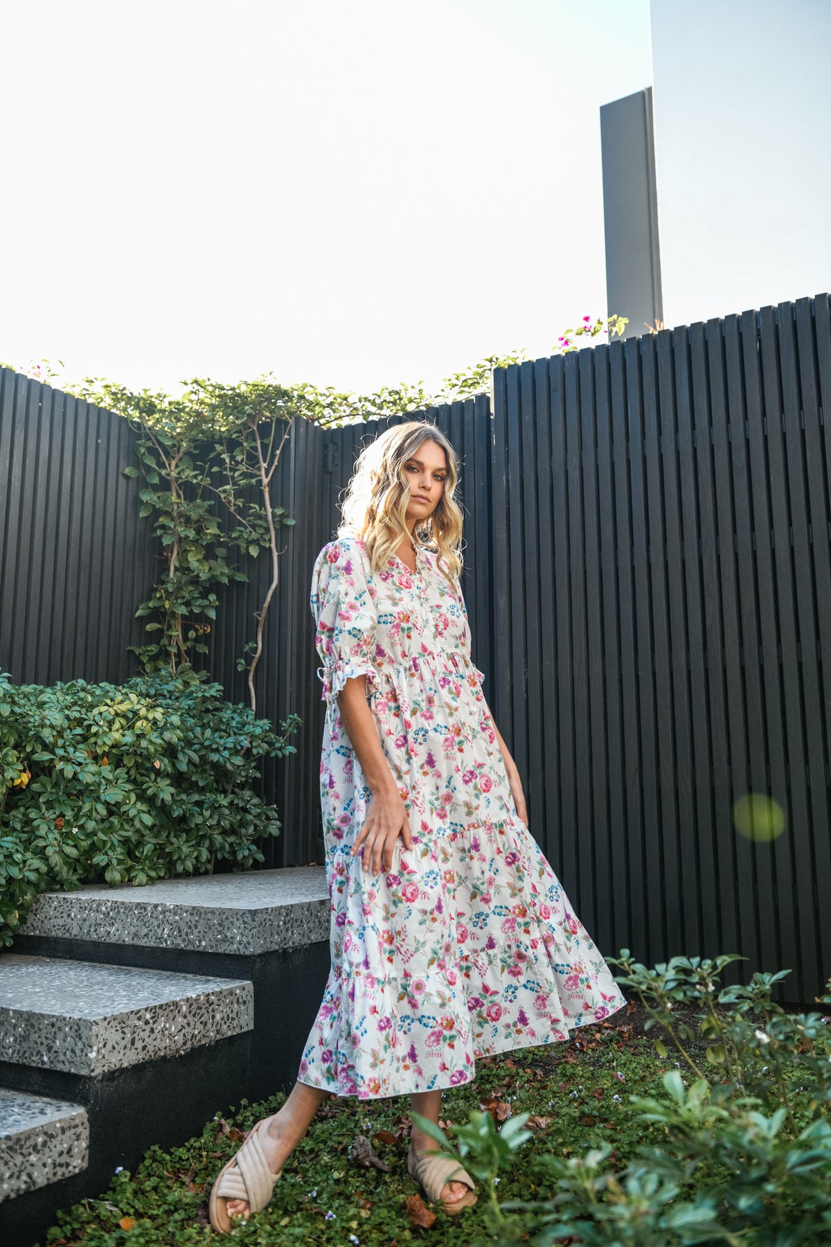 MATILDA MIDI DRESS - WHITE FLORAL