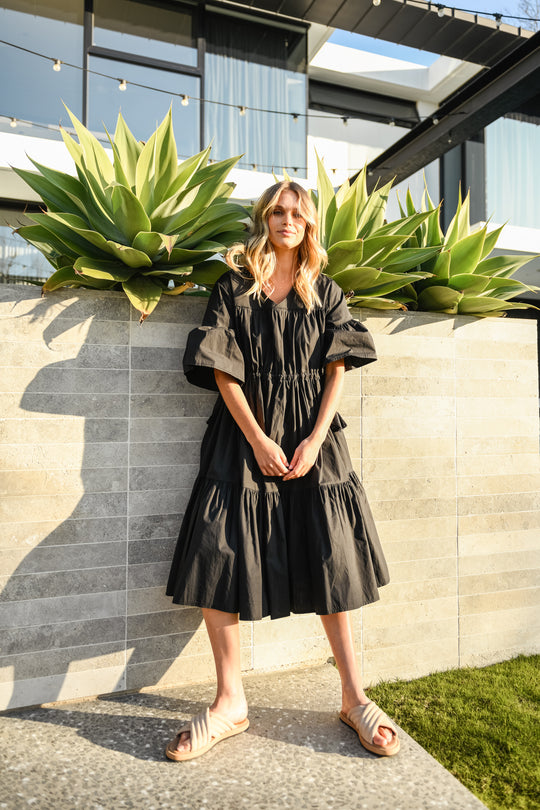 DELILAH TIERED DRESS - BLACK