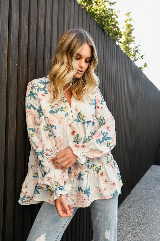 SADIE BLOUSE - BLUSH FLORAL