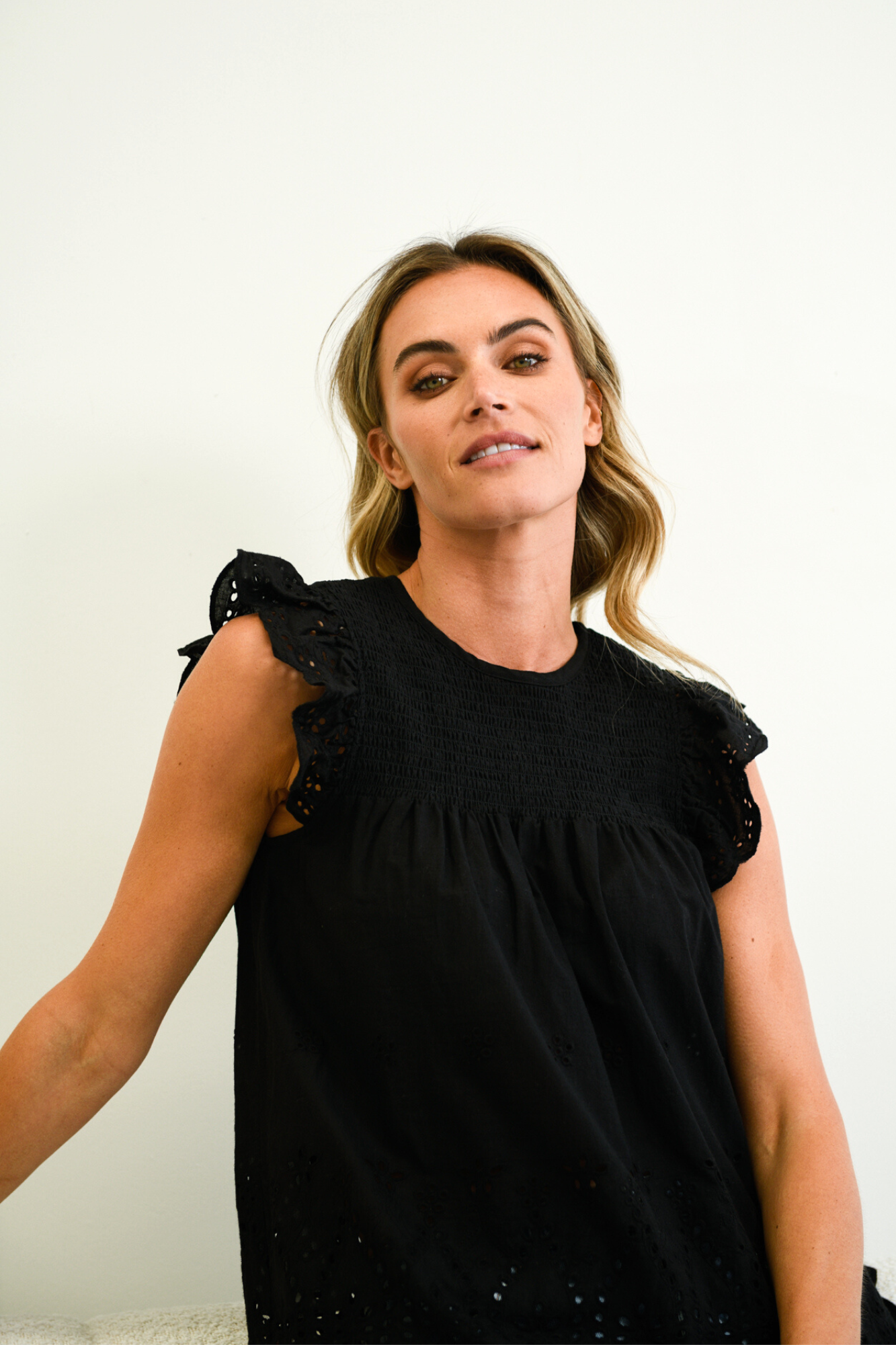 Black lace frill sales top