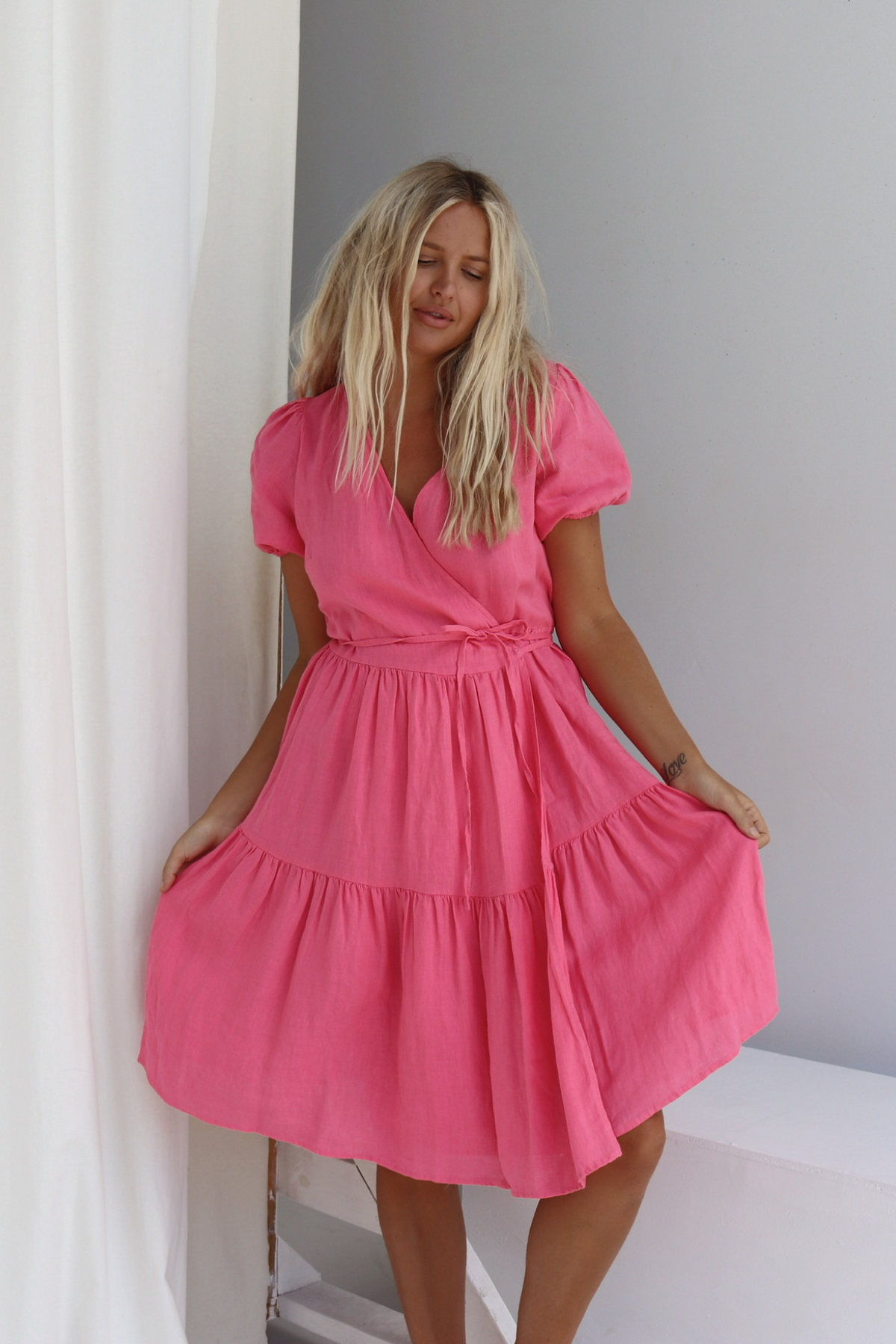 ARIEL WRAP DRESS - PINK