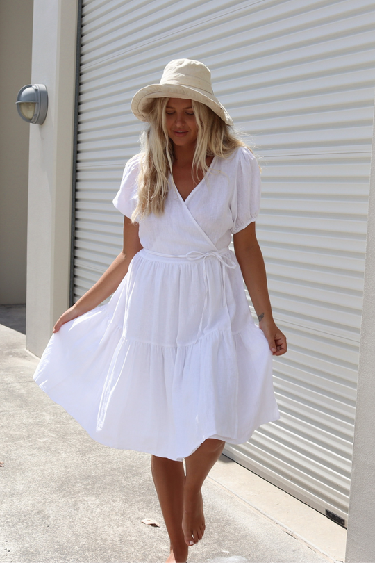 ARIEL WRAP DRESS - WHITE