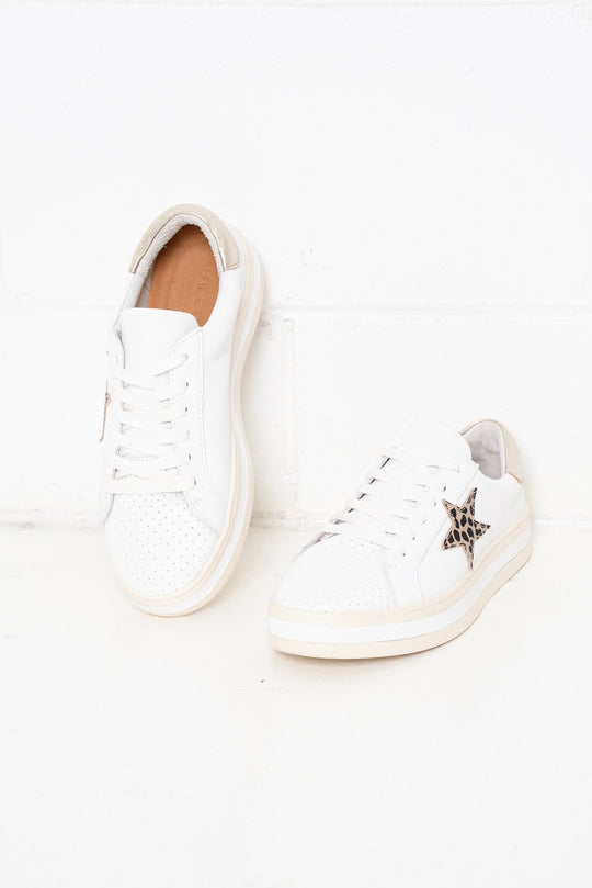 PIXIE SNEAKER- WHITE/BROWN ANIMAL